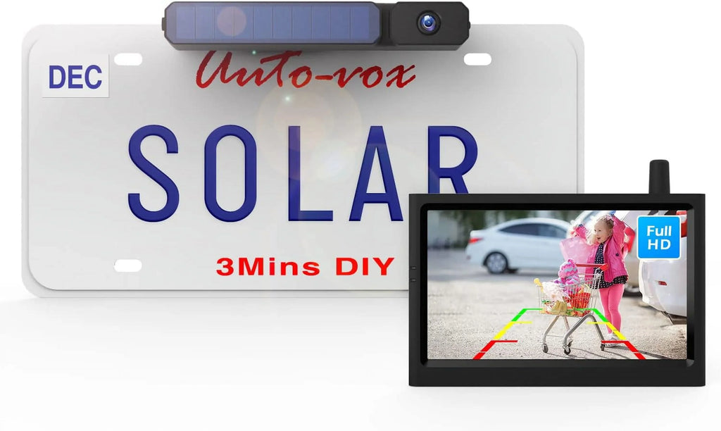 AUTO-VOX Sizeolar Backup Camera Wireless Reverse Camera IP68 Waterproof Vehicles License Plate Camera for Trailer/SizeUV