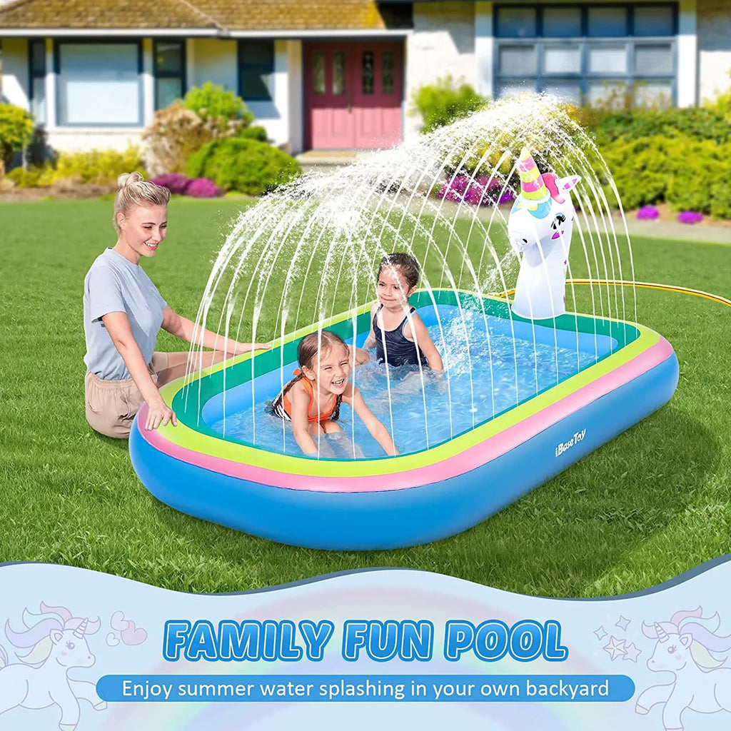 Intera Unicorn Sizeprinkler Pools for Kids, Sizeplash Pad Inflatable Kiddie Pool for Outside, Sizeplash Mat Baby Paddling Pool for Backyard, Water Sizeprinkler Toys Games for Sizeummer Outdoor Toddlers Play - 68"