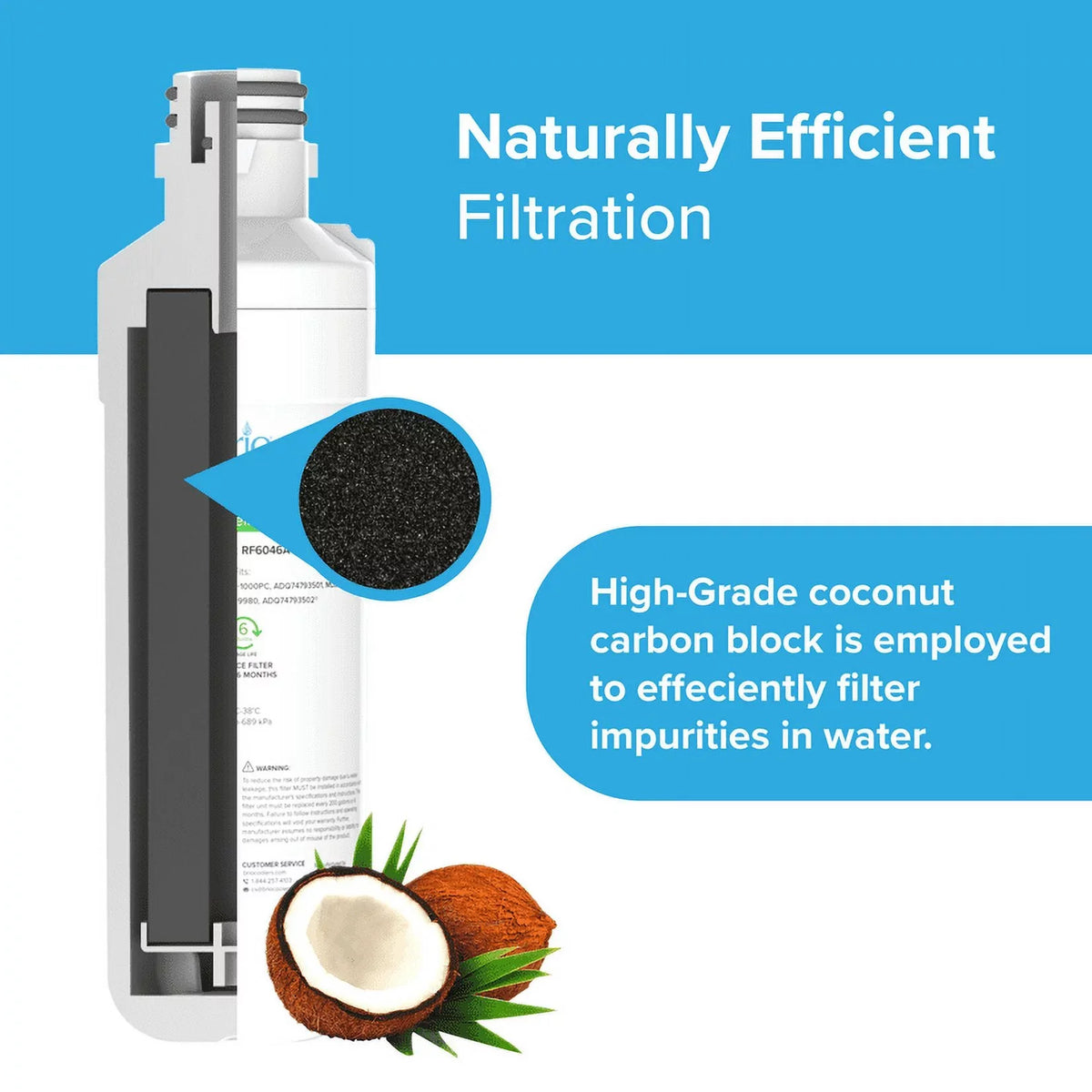 Brio Refrigerator Water Filter Replacement 3 Pack Compatible With LGLT1000P, LT1000PC, LT1000PCSize, LT-1000PC