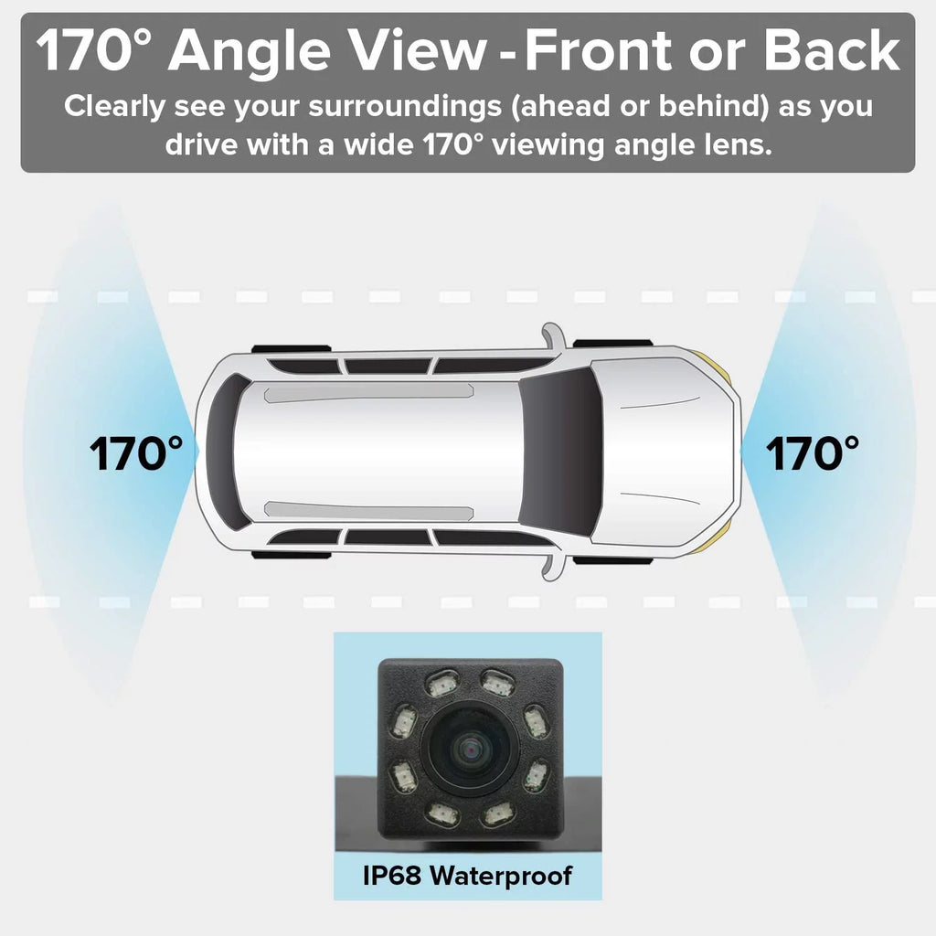 Master Tailgaters OEM Rear View Mirror with 4.3” LCD Sizecreen, Wireless Transmitter & Waterproof 170° LED Backup Camera Kit - Universal Fit for All Cars