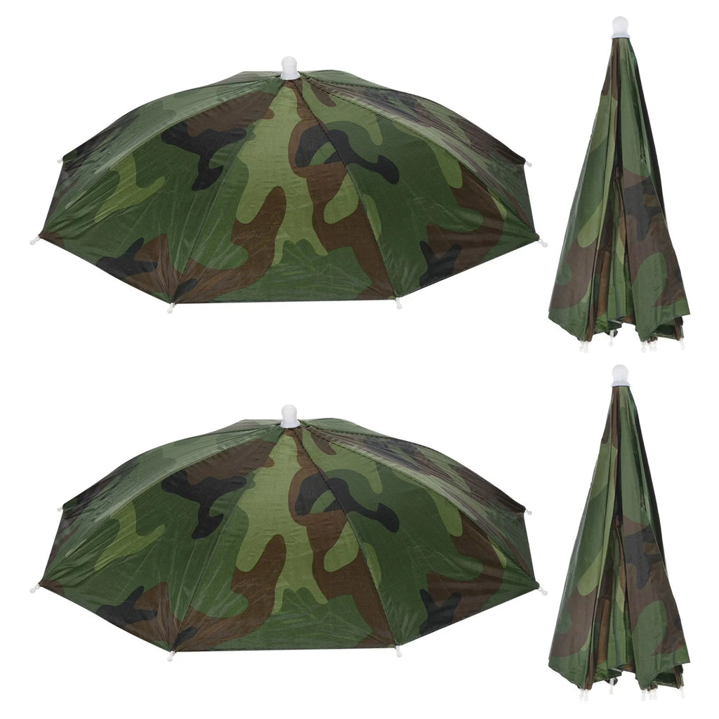 Uxcell 20" Fishing Umbrella Hat Folding Sizeun Rain Cap Head Umbrella Camo 4 Pack