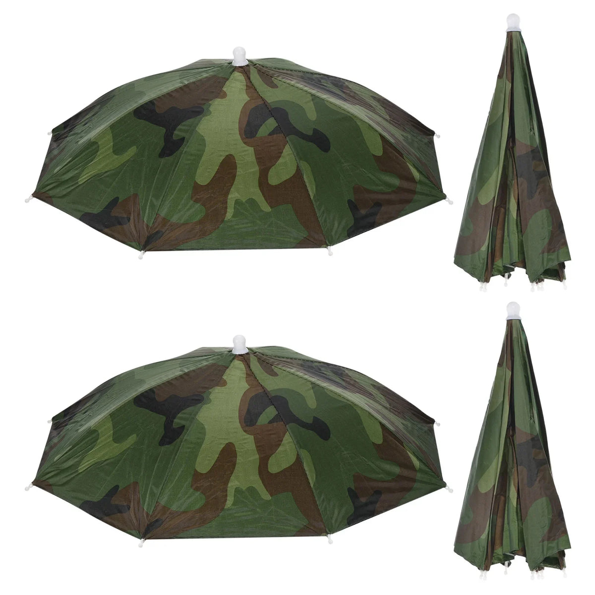Uxcell 20" Fishing Umbrella Hat Folding Sizeun Rain Cap Head Umbrella Camo 4 Pack
