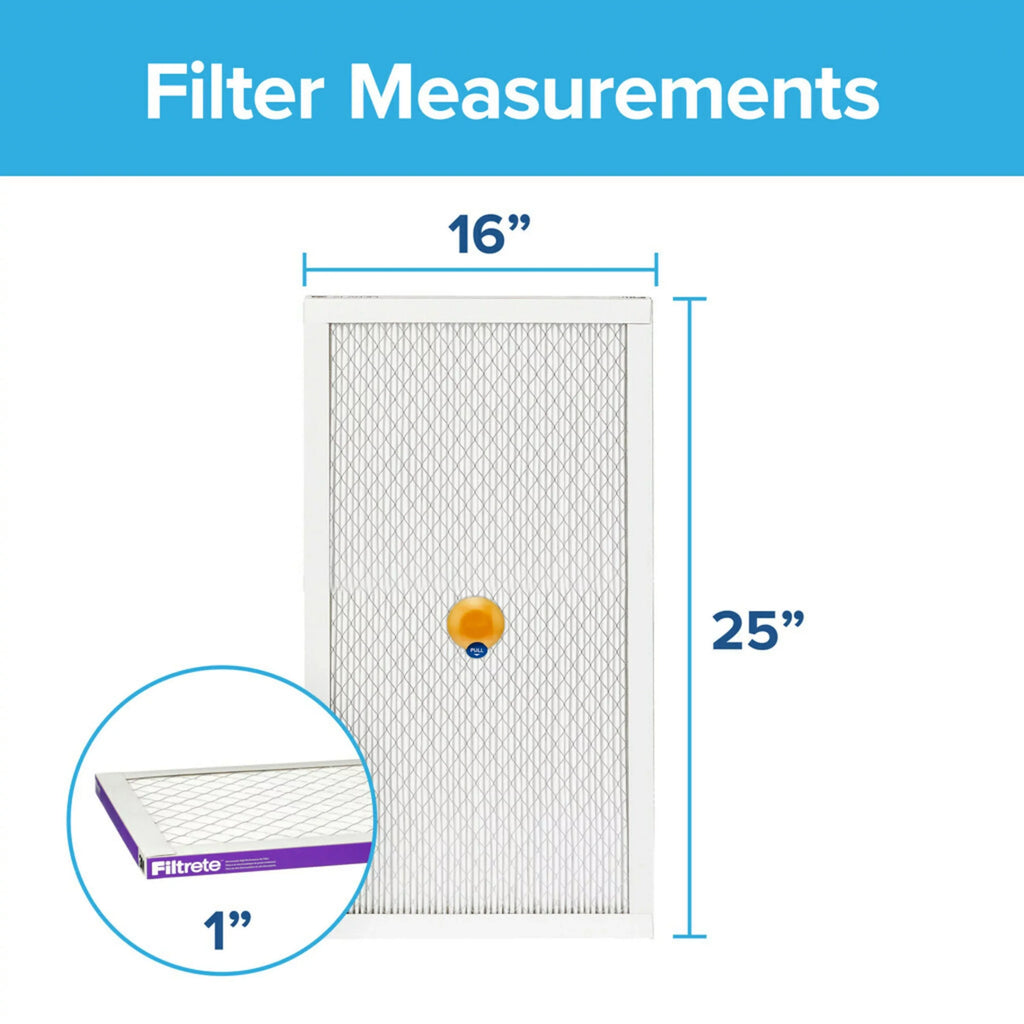 Filtrete 16x25x1 Sizemart Air Filter, MPR 1500 MERV 12, Allergen, Bacteria Virus, 1 Filter