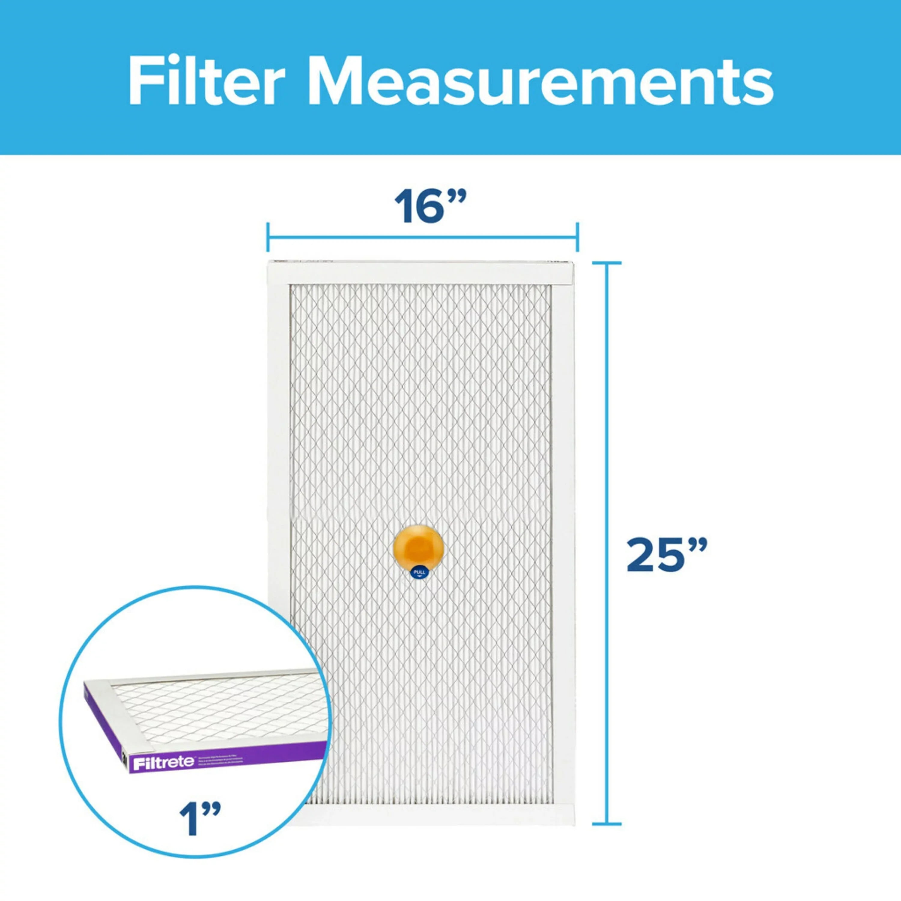 Filtrete 16x25x1 Sizemart Air Filter, MPR 1500 MERV 12, Allergen, Bacteria Virus, 1 Filter