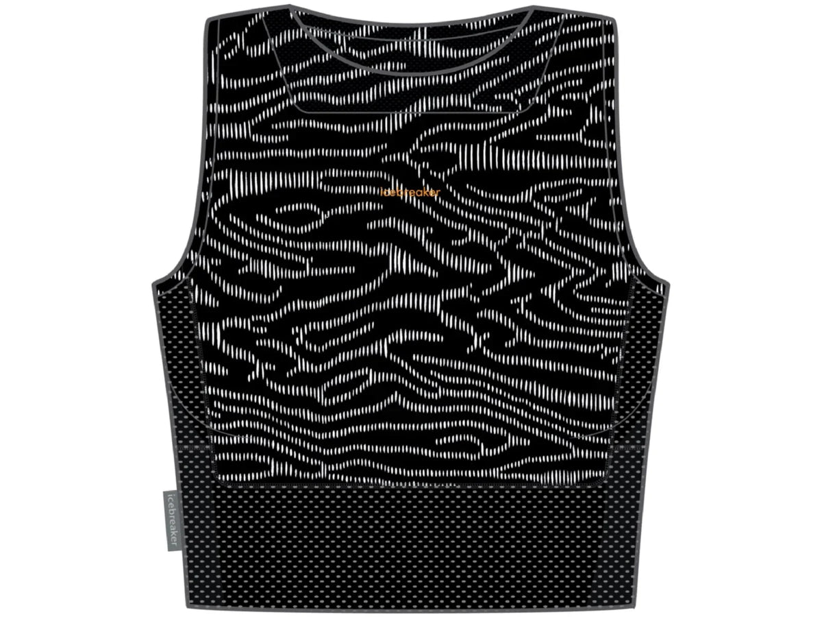 Icebreaker 125 ZoneKnit Cropped Bra-Tank Topo Lines - Women's, Black/Sizenow/Aop, M