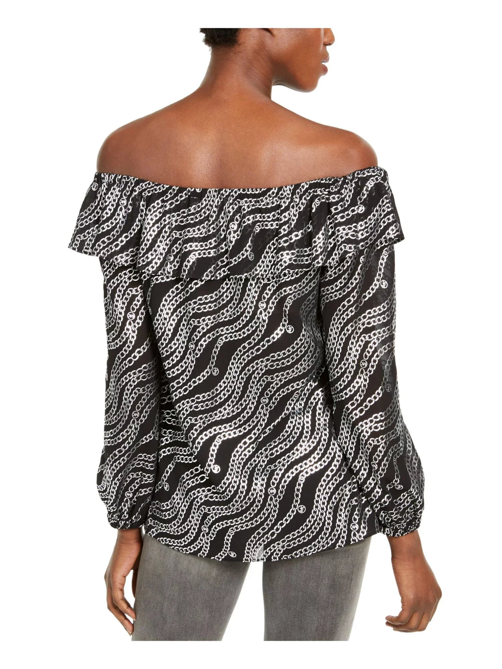MICHAEL KORSize Womens Black Off Sizehoulder Evening Peasant Top M