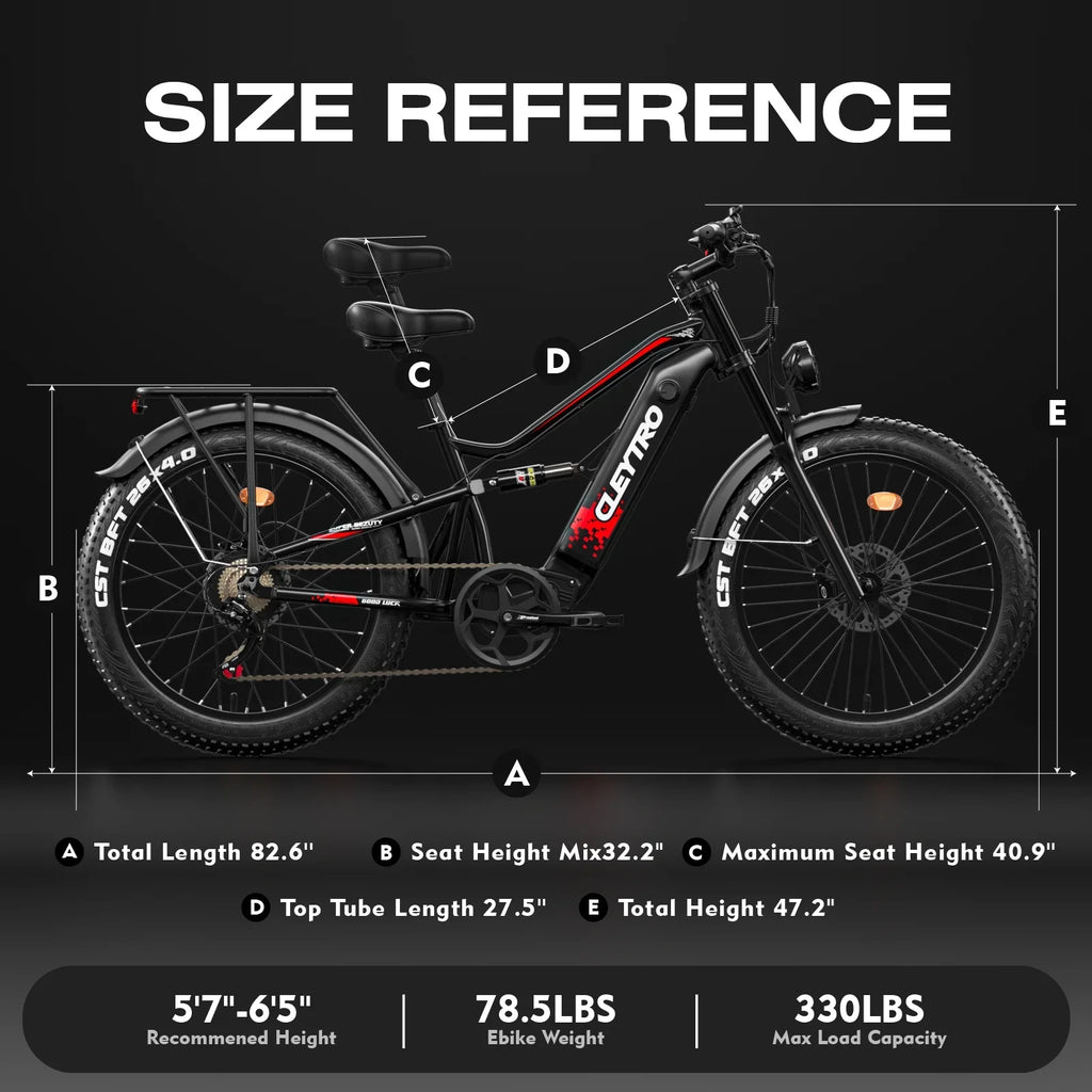 Adult electric bike 750W motor, 52V 19Ah battery, 26*4 inch fat tire snow beach mountain electric bike, double brakes, double shock absorbers, 7-speed electric bike