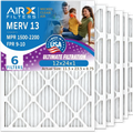 12x24x1 Air Filter MERV 13 Comparable to MPR 1500 - 2200 & FPR 9 Electrostatic Pleated Air Conditioner Filter 6 Pack HVAC AC Premium USizeA Made 12x24x1 Furnace Filters by AIRX FILTERSize WICKED CLEAN AIR.