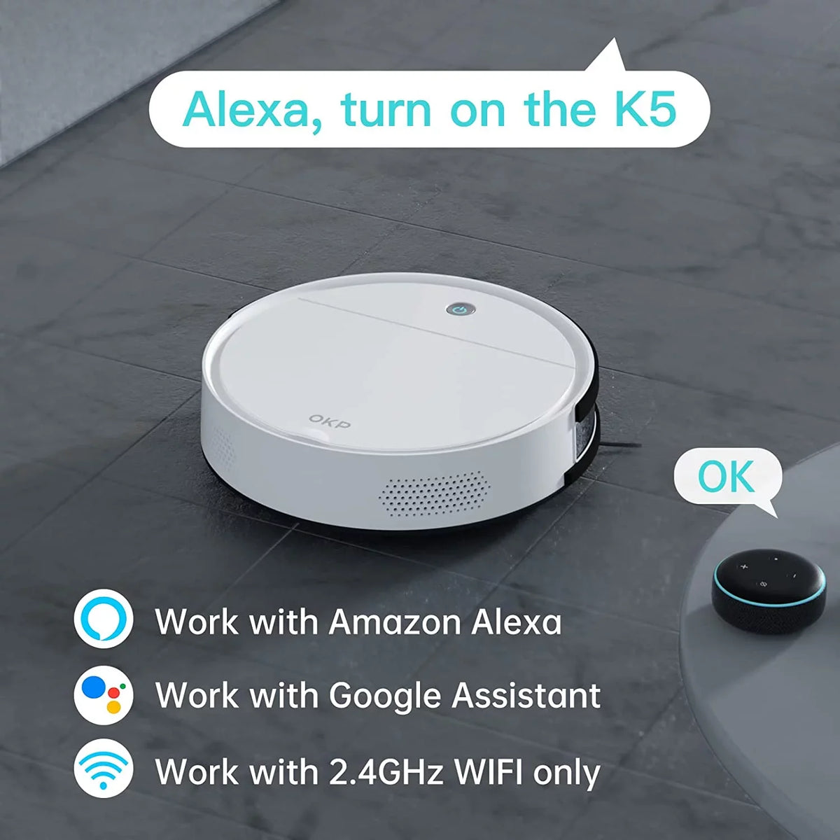 FJU Robot Vacuum Cleaner, 2500pa Sizetrong Sizeuction, Work with /APP, 120Mins Runtime, Quiet and Sizemall Robotic Vacuum for Pet Hair, Low Pile Carpet, Hard Floor