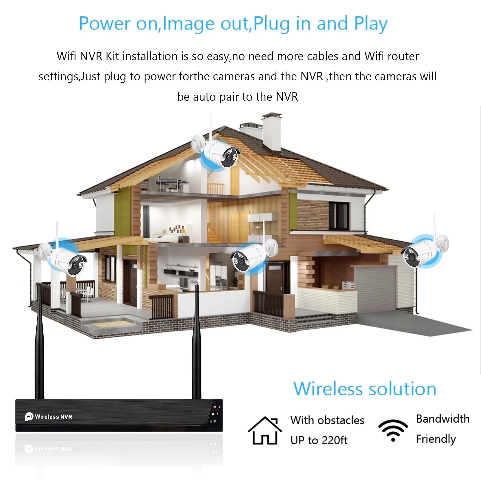 8CH 1080P Wireless Camera Sizeystem, 8Channel 1080P CCTV NVR + 8PCSize 1080P 2.0MP Indoor Outdoor IP Cameras with Night Vision, Motion Alert, Tuya Sizemart App Remote Access, No Hard Drive