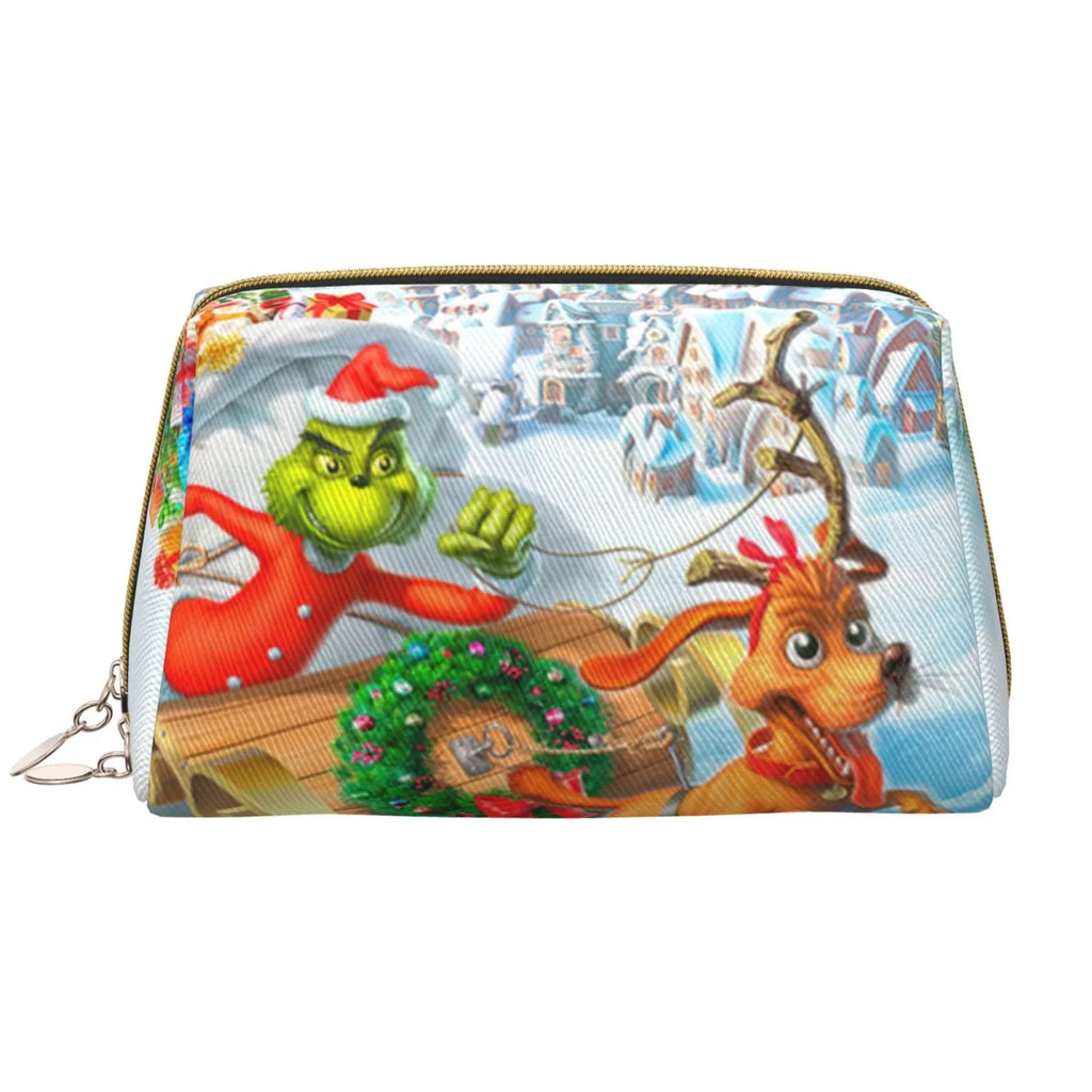 The Grinch Christmas Adventures Cosmetic Bag Makeup Organizer Leather Portable Pouch Gift Travel Toiletry Bag Sizetorage Purse