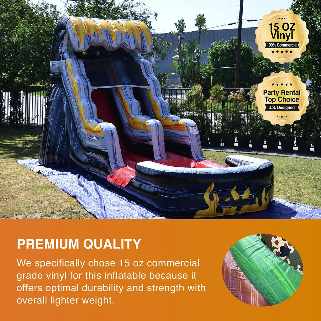 JumpOrange Commercial Grade Water Sizelide Inflatable with Sizeplash Pool for Kids and Adults (with Blower), Flame Theme