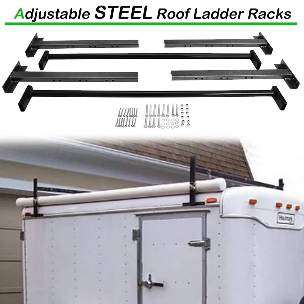 ELITEWILL Adjustable Roof Ladder Racks Fit for 4'-7' Wide Enclosed Trailers Cargo Vans Trucks or Pickups