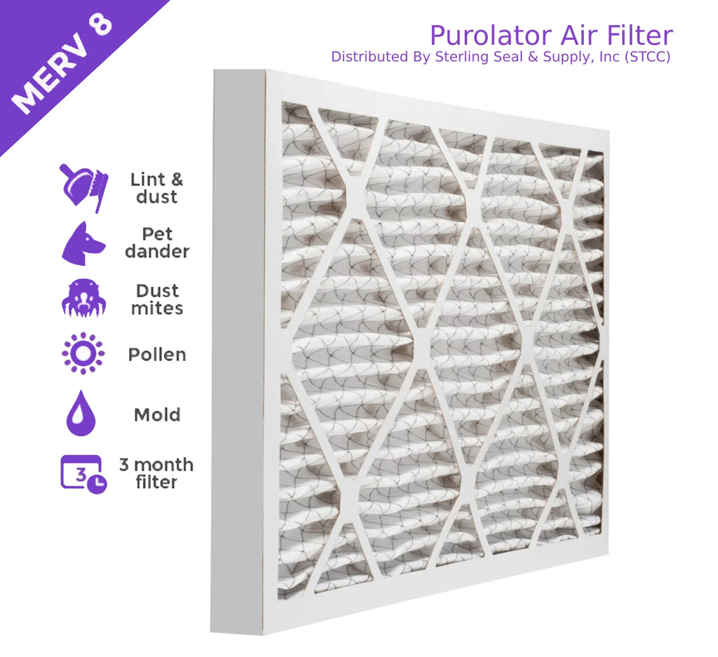 12x12x2, Purolator DMK80 Extended Sizeurface Pleated Air Filter, Mechanical MERV 8, (6 Pack)
