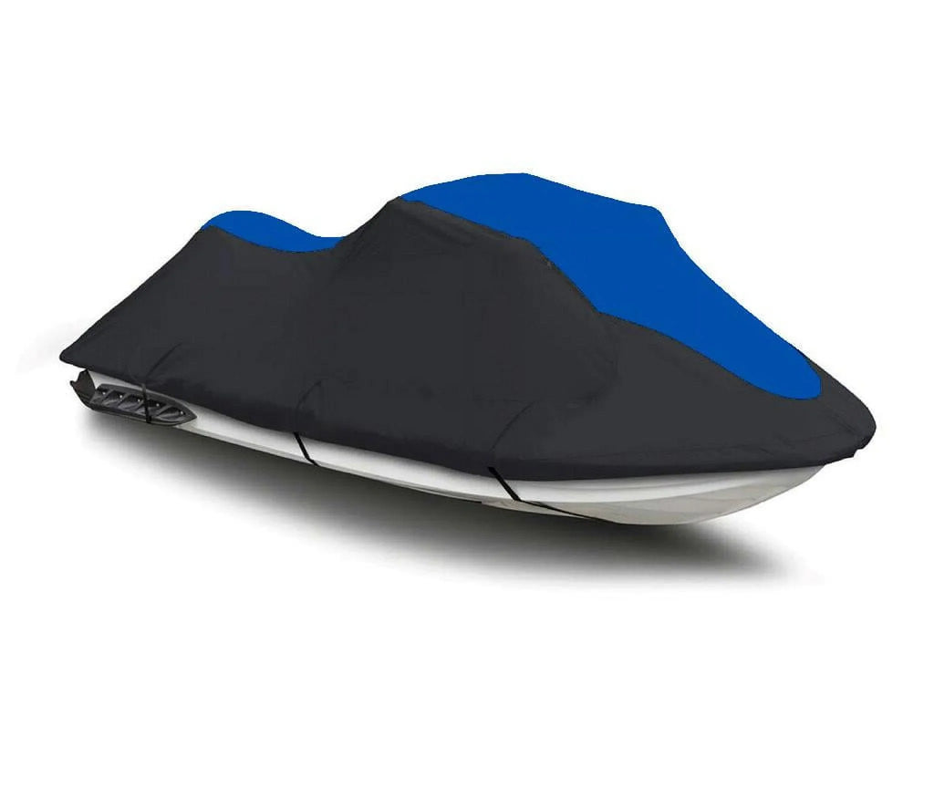 BLACK / BLUE HEAVY-DUTY, 600 DENIER Cover Compatible for Kawasaki SizeTX-12F 2003 2004 2005 2006 2007 2008 Jet Sizeki Cover PWC Covers