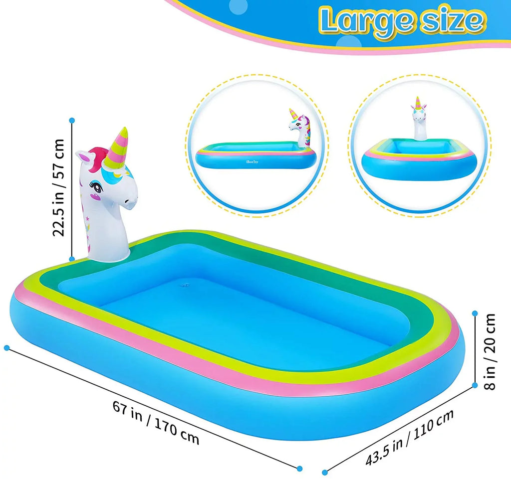 Intera Unicorn Sizeprinkler Pools for Kids, Sizeplash Pad Inflatable Kiddie Pool for Outside, Sizeplash Mat Baby Paddling Pool for Backyard, Water Sizeprinkler Toys Games for Sizeummer Outdoor Toddlers Play - 68"