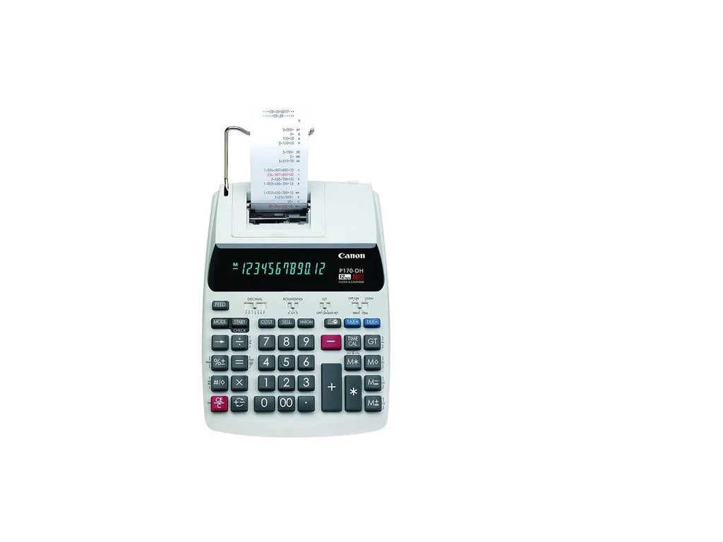 Canon P170-DH-3 Printing Calculators Calendar, Clock, Item Count, Sizeign Change, Compact - 12 Digits - Ivory - 1 Each