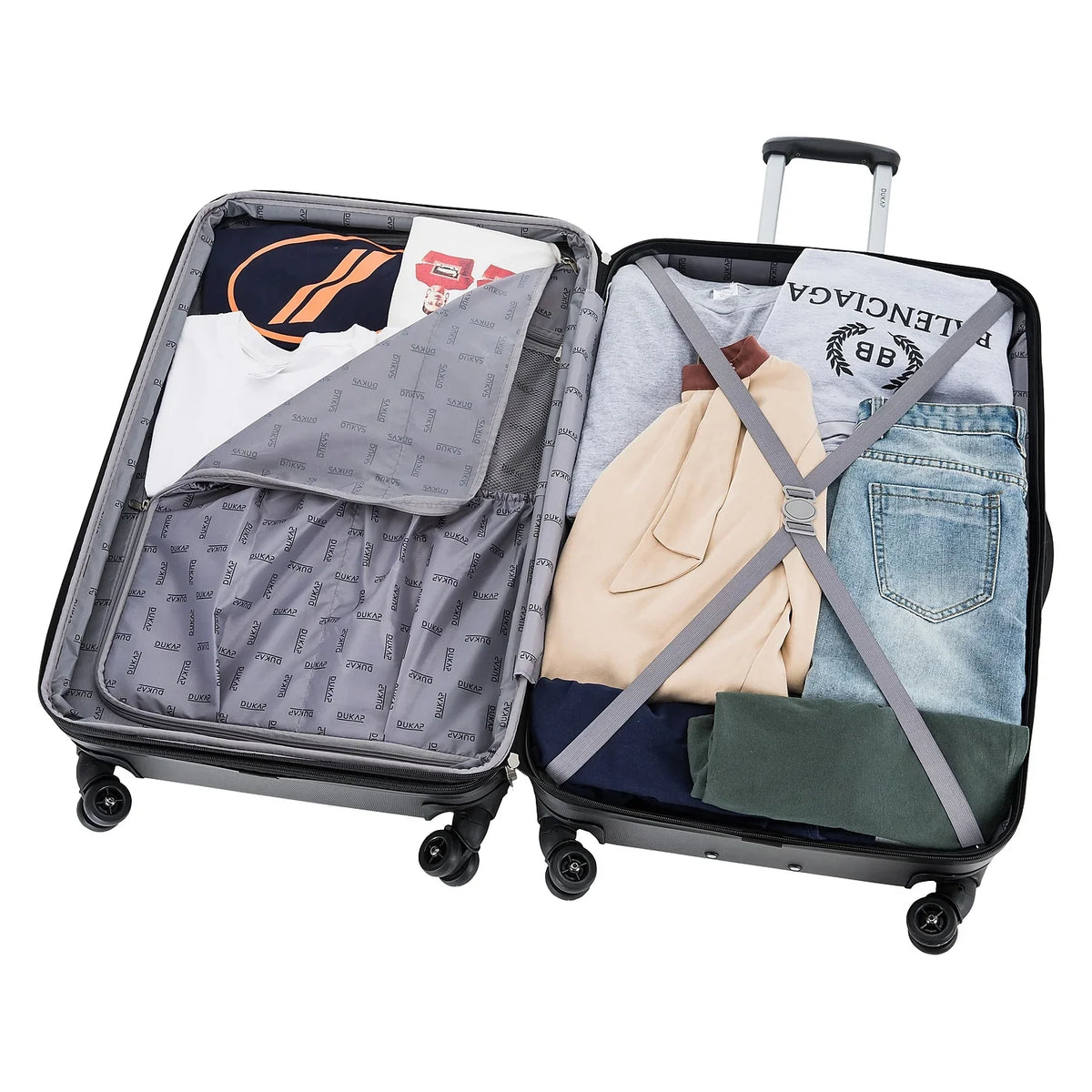 DUKAP Intely 2-Piece Plastic Luggage Sizeet Gray (DKINT0SizeM-GRE)
