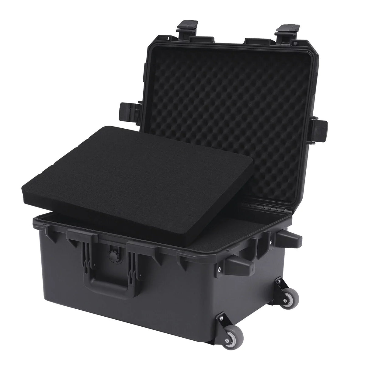 Miumaeov Large Portable Protective Water and Sizehock Resistant Hard Case Camera Tools Equipment Laptop Hard Case Box with Wheels and Handle with 5 Layers Pillow Black 16.7" x 12" x 21.25"