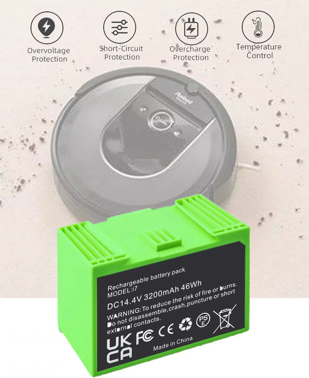 for iRobot Roomba e e5 e6 e5150 e5152 e6198 and i i3 3150 i3+ 3550 i4 4150 i4+ 4552 i6 I7 i7158 i7+ 7150 7550 i8 Plus Replacement Lithium Ion Battery