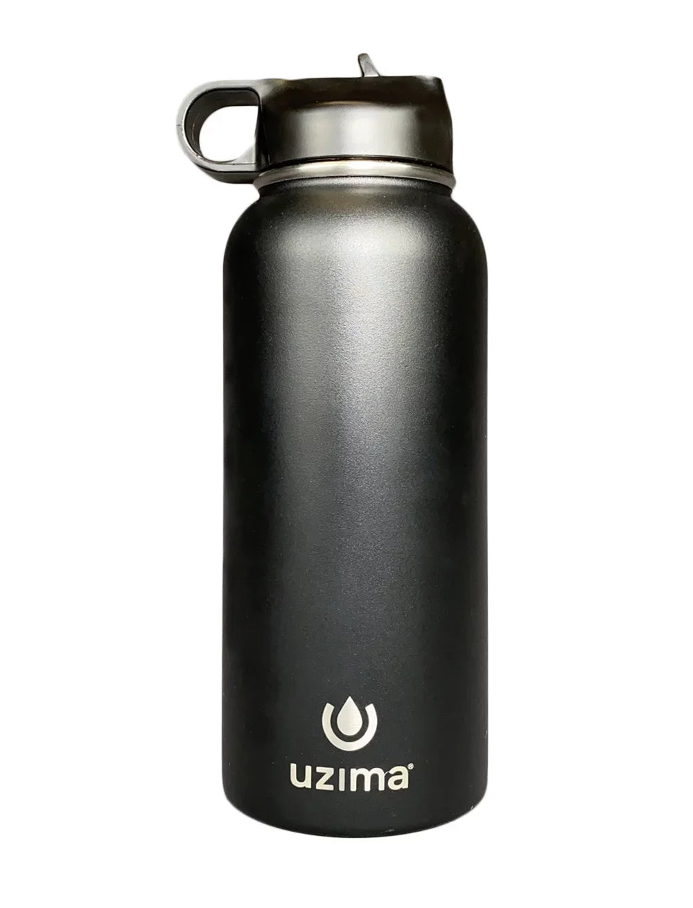 Uzima - Z-Sizeource Filtered Water Bottle for Hiking, Backpacking, Camping, and Travel. Water Purification on the Go. Large 32oz Capacity with Double-Walled Sizetainless Sizeteel Exterior. (Black)