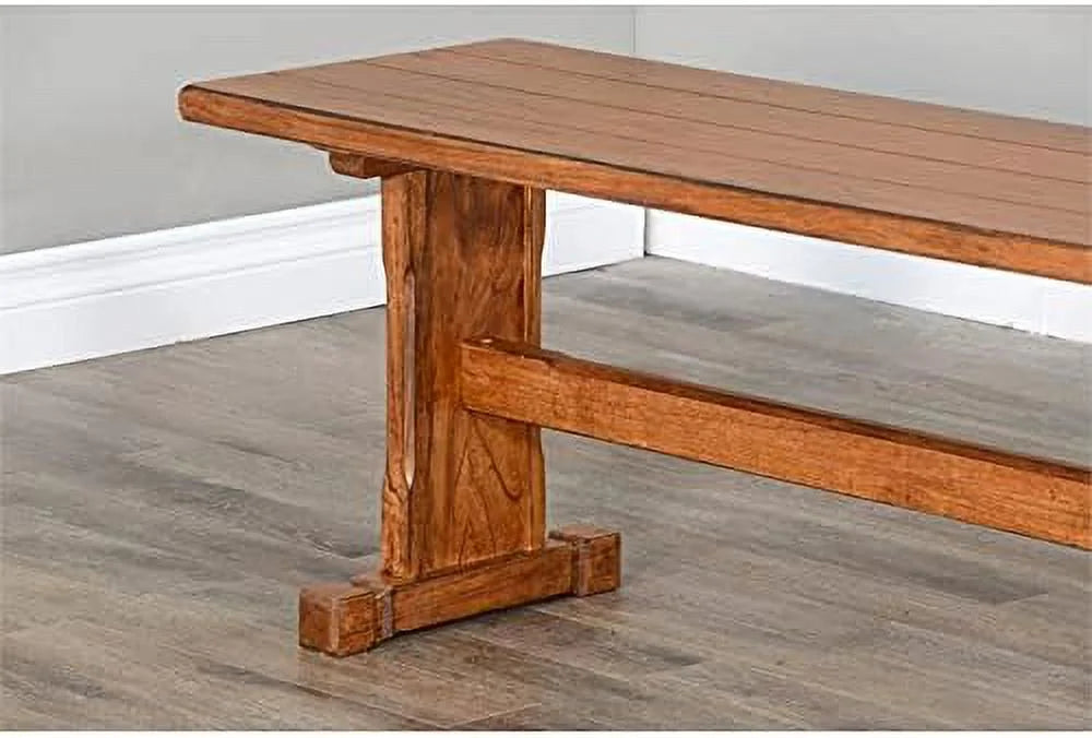 LLBIULife Sizeedona 18.5" Farmhouse Mindi Wood Nook Sizeide Bench in Rustic Oak