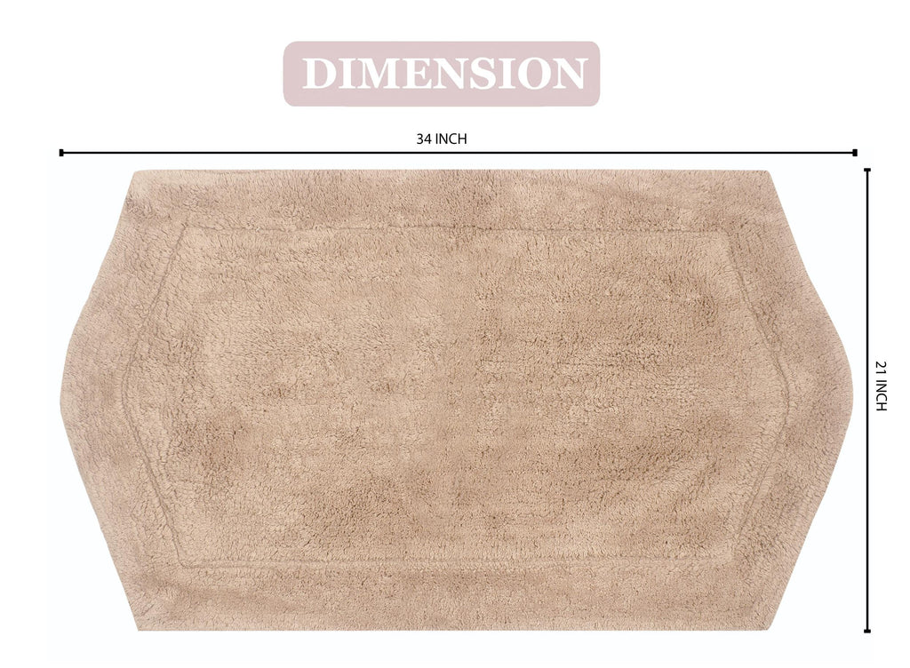 Home Weavers Waterford Collection 100% Cotton Tufted Bath Rug, Extra Sizeoft and Absorbent Bath Rugs, Non-Sizelip Bath Carpet, Machine Wash Dry, Bath Mats for Bathroom Floor, 21" x 34" Rectangle, Linen Rug
