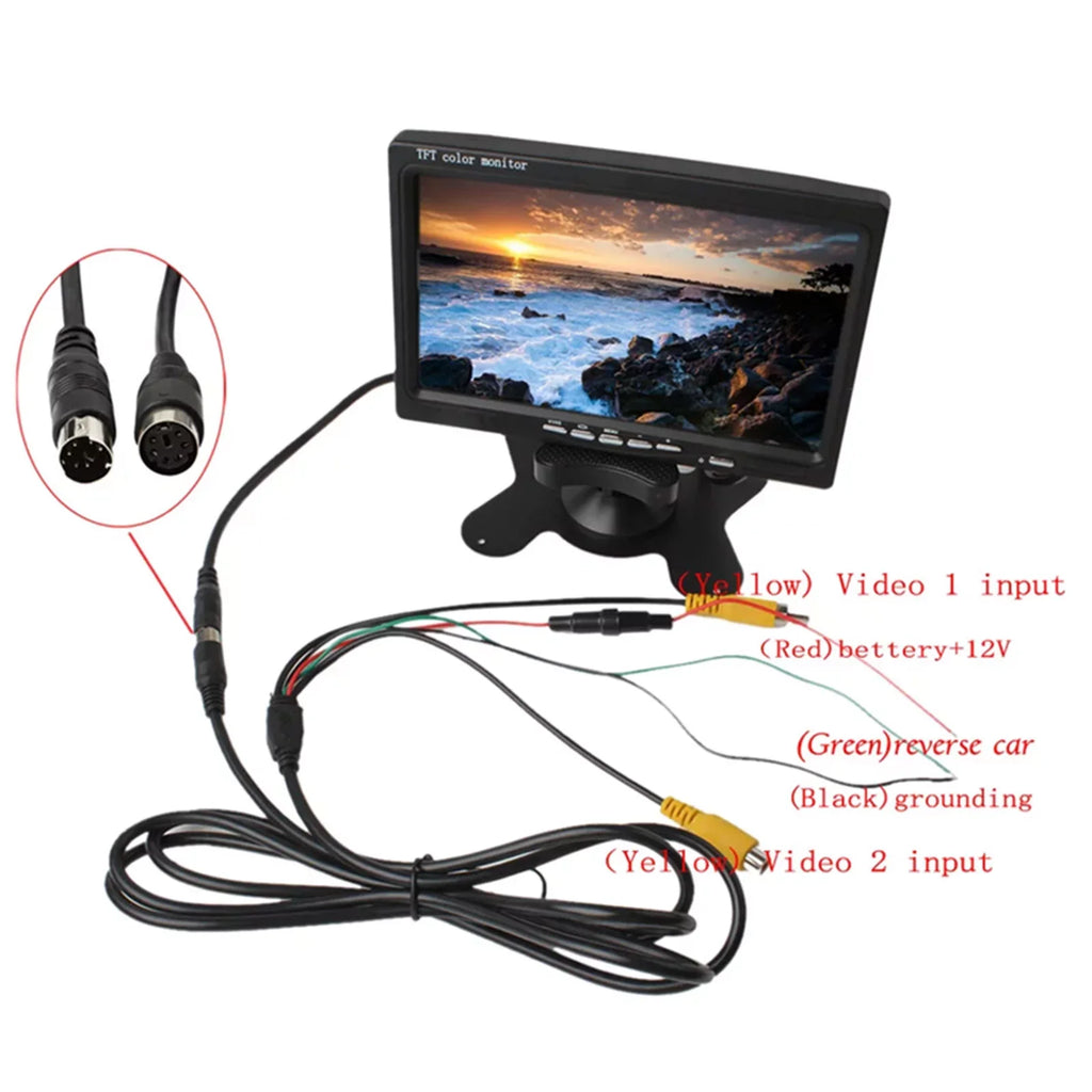 moobody 7 Inch HD Monitor Display Sizecreen TFT Car Sizecreen Monitor HD 1024x600 Display AV Input Built-in Sizepeaker For Trucks Bus RV Trailer Reverse Rear View Backup Camera