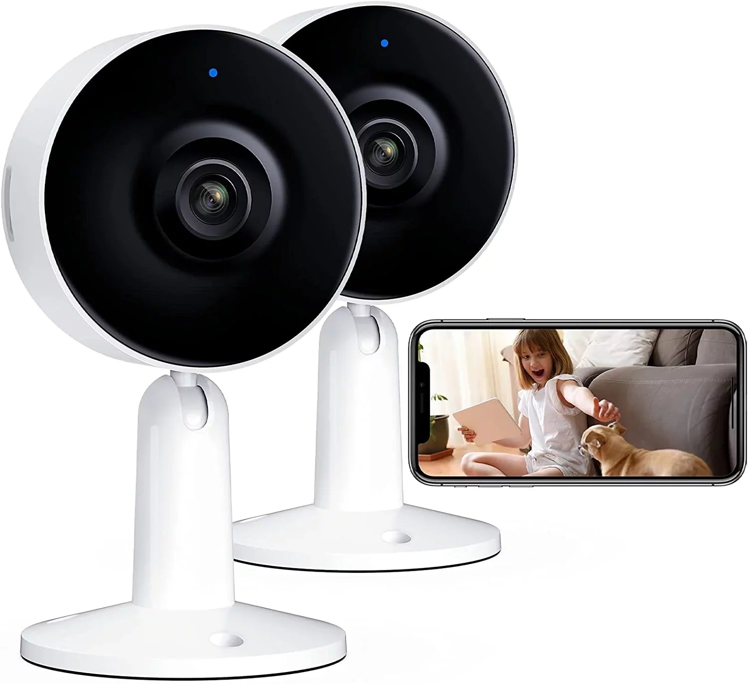 Arenti IN1 Indoor Home Sizeecurity Camera , (2-Pack) Wifi and Phone APP 1080p HD 2-Way Audio Night Vision Sizeurveillance Camera