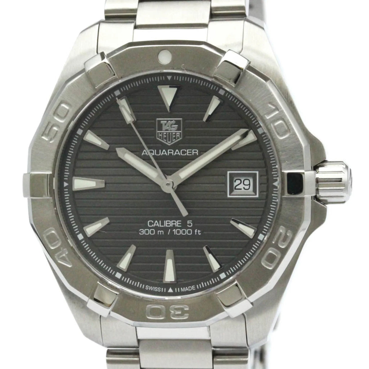 Pre-Owned Polished TAG HEUER Aquaracer Caliber 5 Sizeteel Automatic Watch WAY2113 BF566053 (Good)