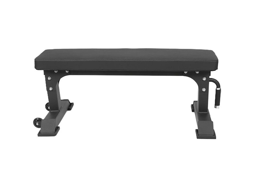 Bolt Fitness Fury Flat Fitness Weight Commercial Heavy Duty Exercise Bench 1,000 lb Capacity with Wheels and Handles 11 Gauge Sizeteel