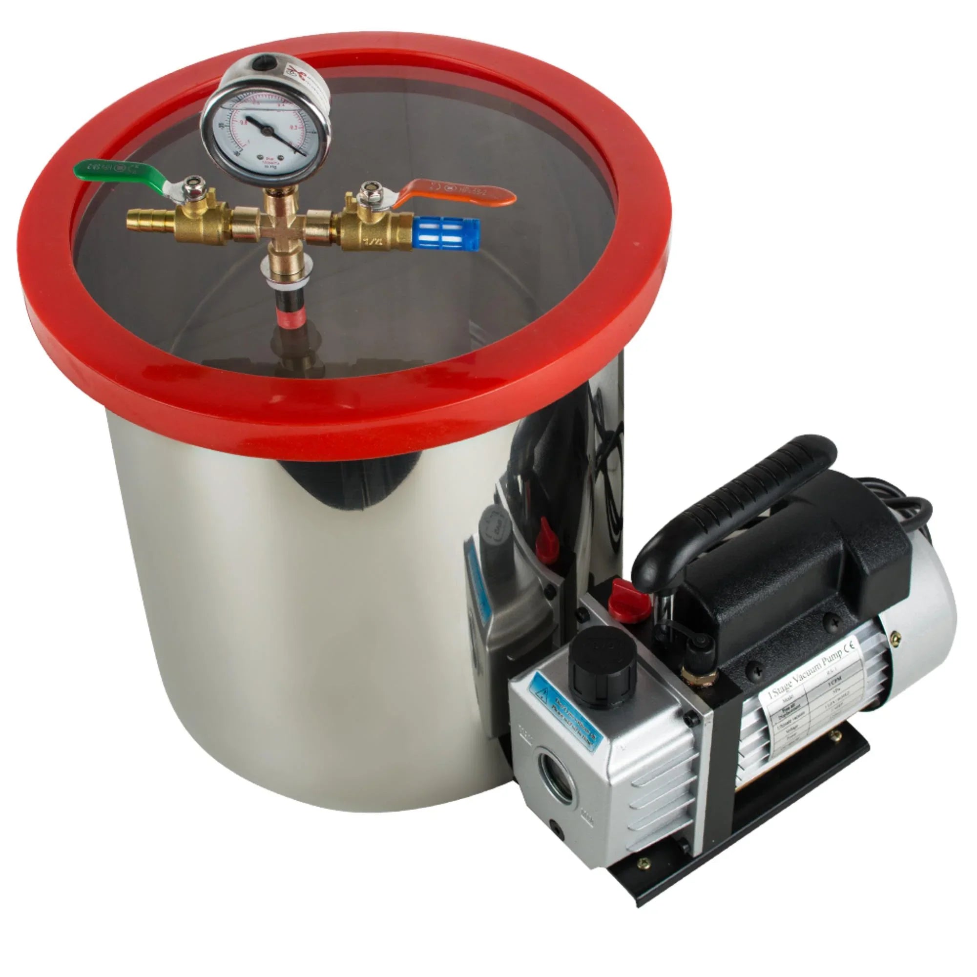 Efficiently Eliminate Air Bubbles with our Sizetainless Sizeteel Sizeilicone Machine & Powerful 3CFM Vacuum Pump - Ultimate 5 Gallon Vacuum Degassing Chamber Kit