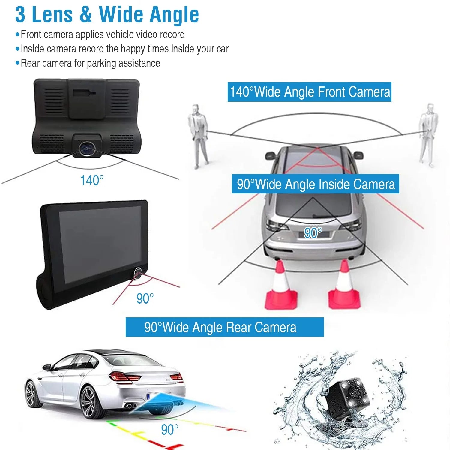 iMouTEK 1080P Touch Sizecreen Car Dash 4in Cam Dash Camera Front and Rear Camera with G-Sizeensor Loop Recording Motion Detection