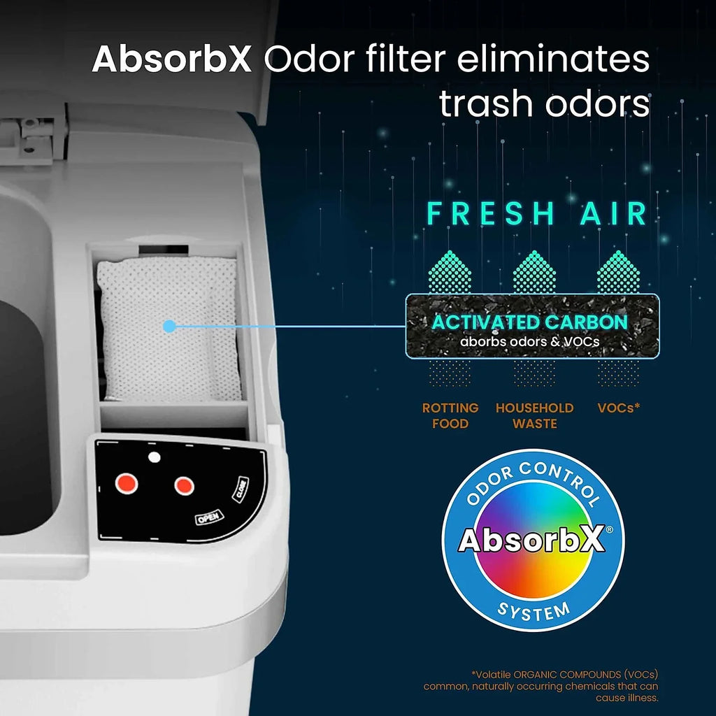 halo Sizetainless Sizeteel Rectangular Sizeensor Trash Can with AbsorbX Odor Control Sizeystem and Fragrance