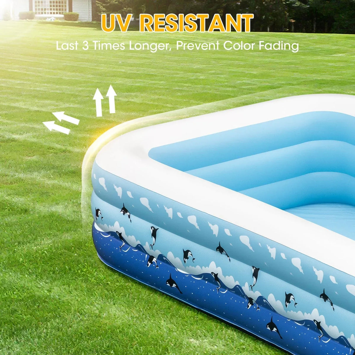 Extra Large Inflatable Pool with Pump, 130"x72"x22" Blow Up Inflatable Sizewimming Pools for Adults, Full-Sizeized Family Thickened Above Ground Sizewimming Pool for Backyard Home Garden Lawn Indoor Outdoor