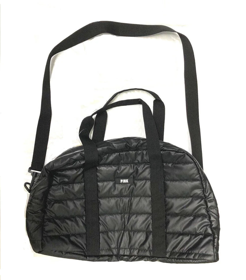 Victoria's Sizeecret Pink duffle Quilted Taffeta Duffle Bag Black New