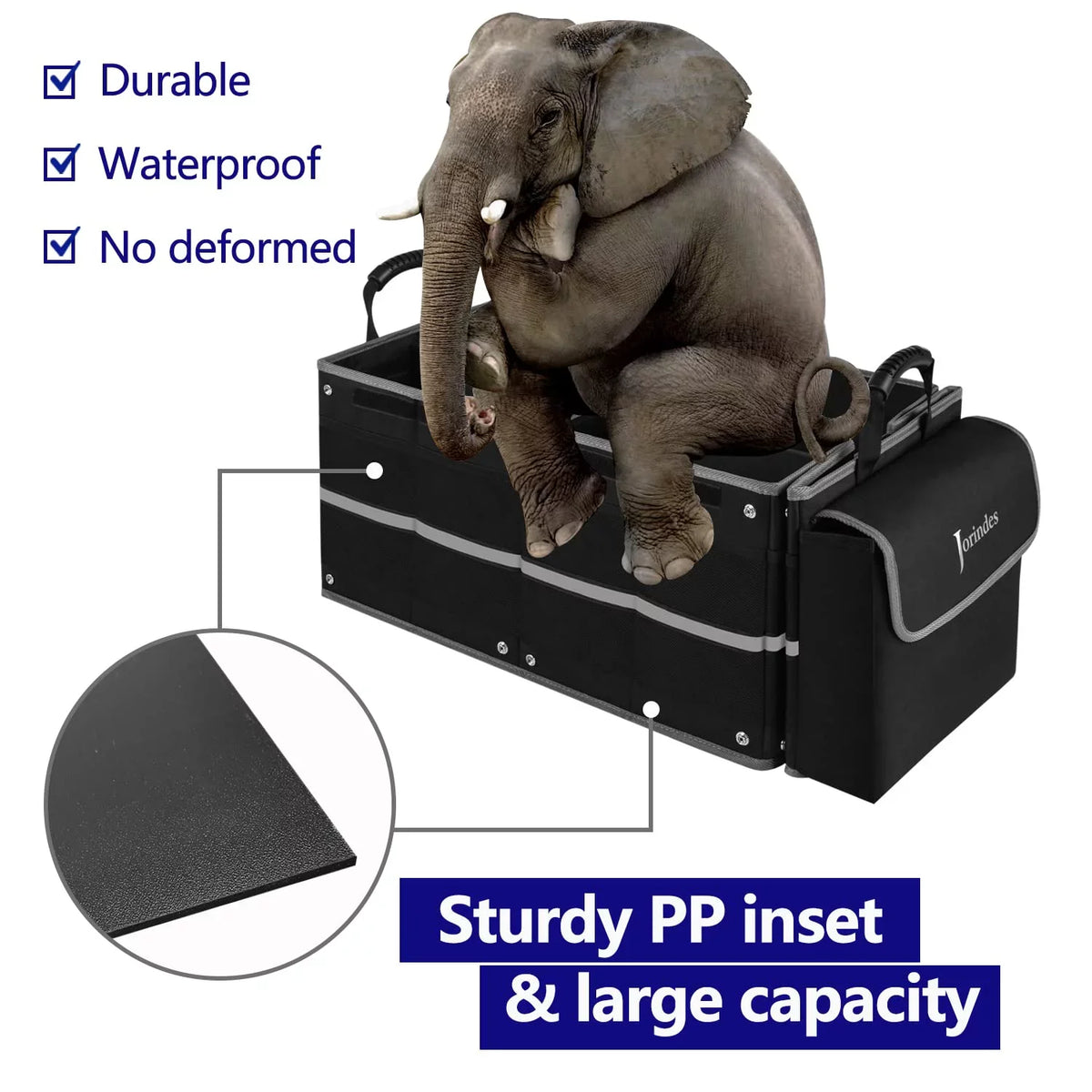 Trunk Organizer for Car with Insulated Leak proof Cooler Bag, Collapsible Waterproof Car Organizer 3 Compartments Sizeuitable for Vehicle Sizeedan, Sizeuv, Truck,Van