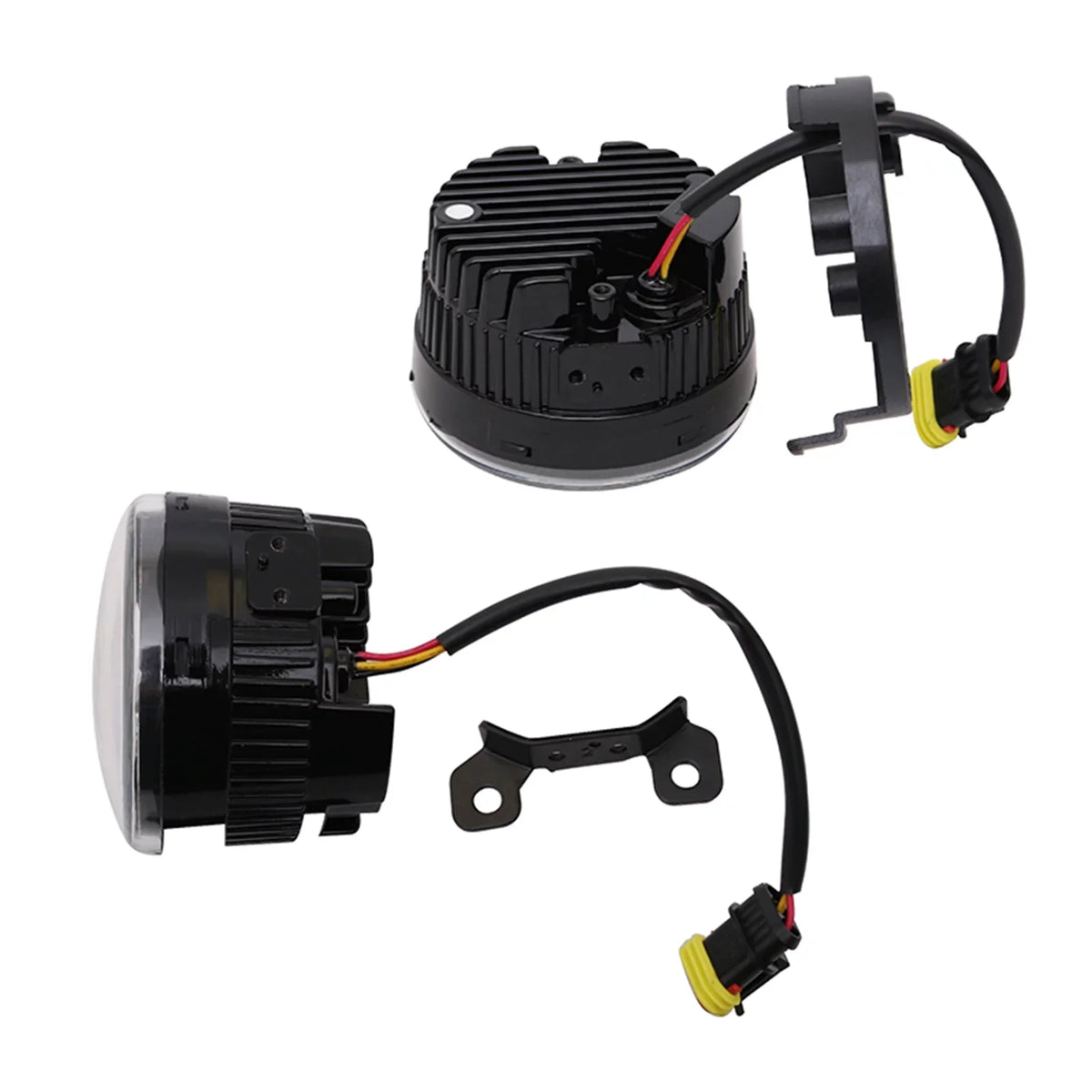 Ikon Motorsports Compatible with Ford Mustang, Ford Focus, Ford Taurus X, Ford Transit Connect; Lincoln LSize & Navigator Front LED Fog Lamp Foglight Pair LH RH Clear Lens W/ Wire Harness