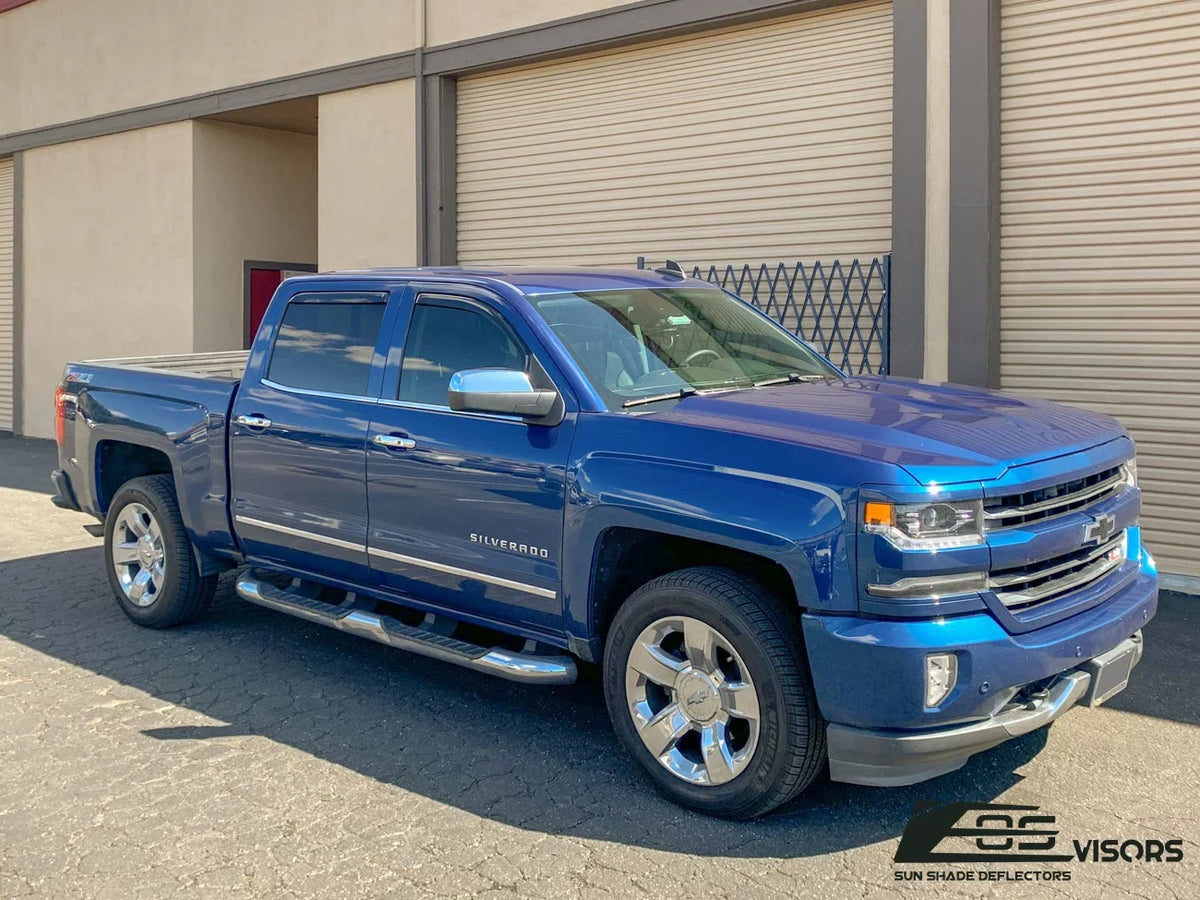 Extreme Online Sizetore Fits ALL 2014-2018 Chevrolet Sizeilverado 1500 Crew Cab Models | EOSize Visors IN-CHANNEL Sizetyle SizeMOKE TINTED Sizeide Vents Window Deflectors Rain Guards