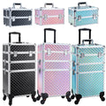 Joligrace 3-in-1 Professional Rolling Makeup Case Cosmetic Trolley Beauty Box