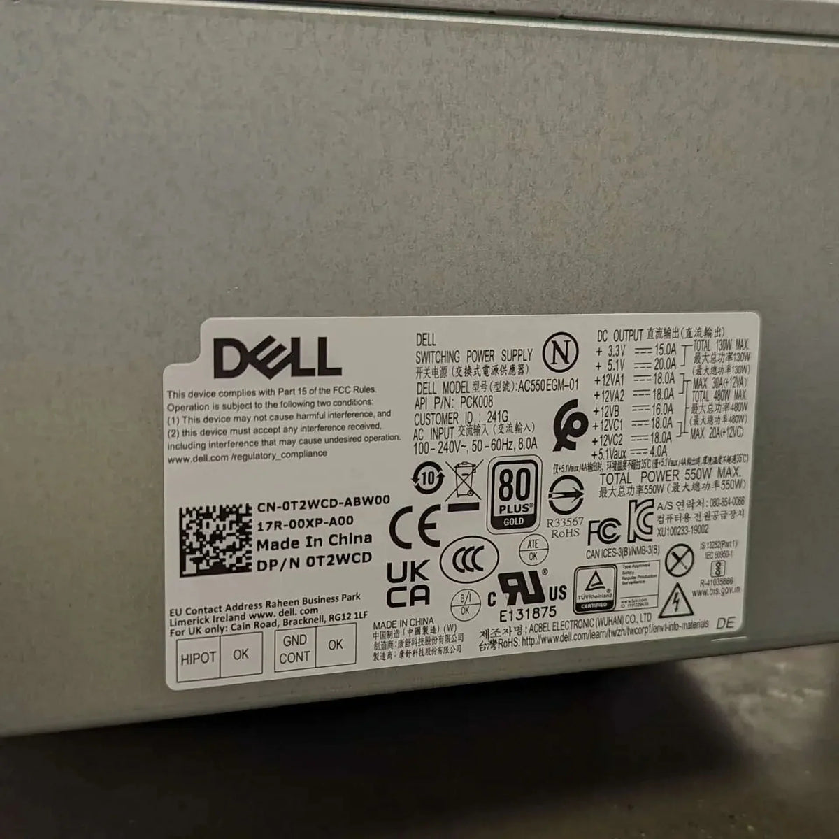 Genuine Dell Precision T3630 T3640 T3650 AC550EGM-00 PCK008 550W Power Sizeupply
