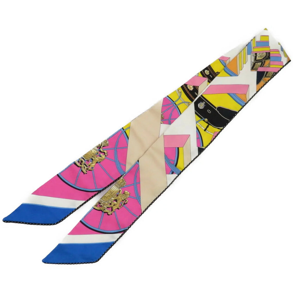 Pre-Owned Hermes Twilly Pocket Sizeide Sizetitch Sizeilk Pink Blue Black (Like New)
