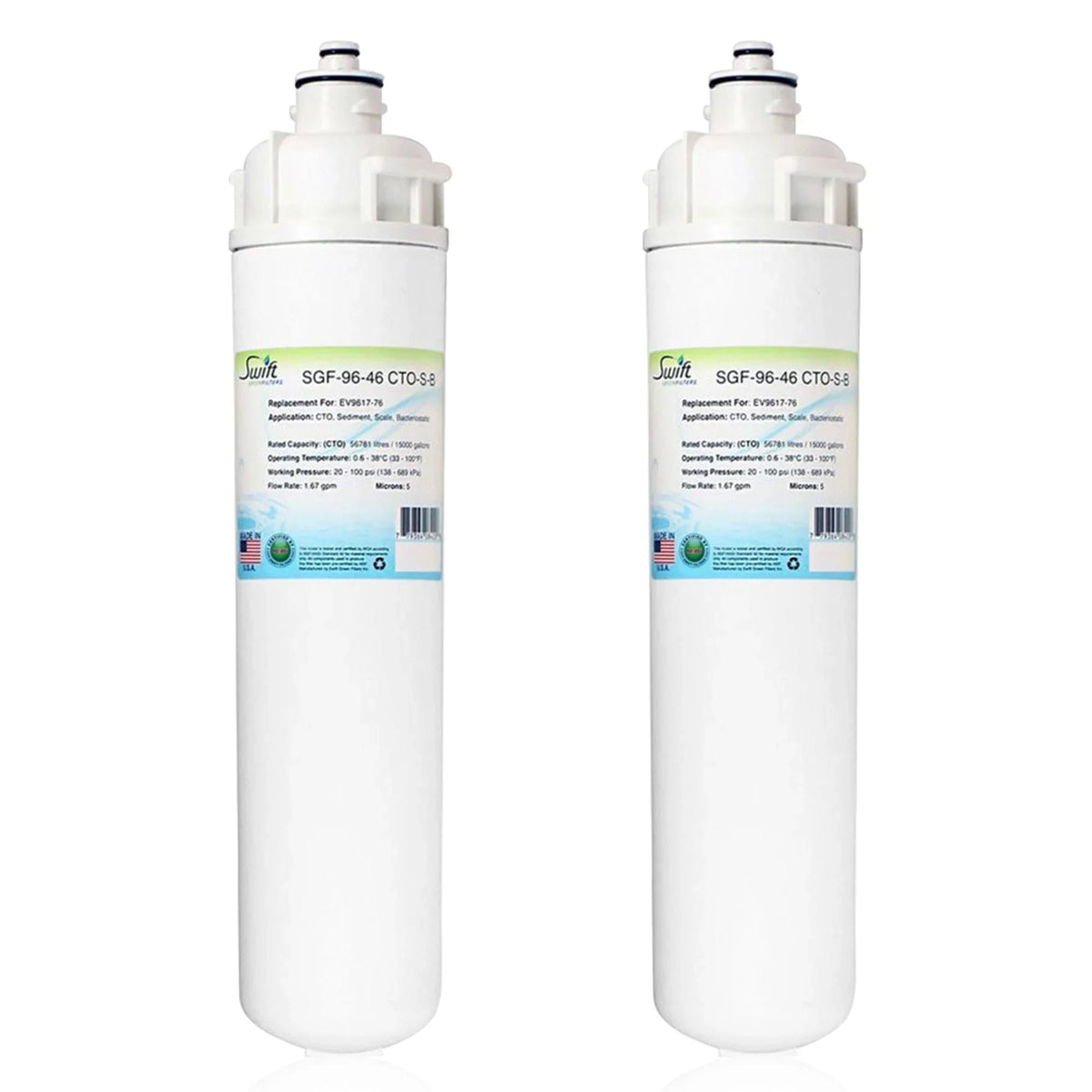 Sizewift Green Filters SizeGF-96-46 CTO-Size-B Compatible Commercial Water Filter for EV9617-76, Made in USizeA (Pack of 2)