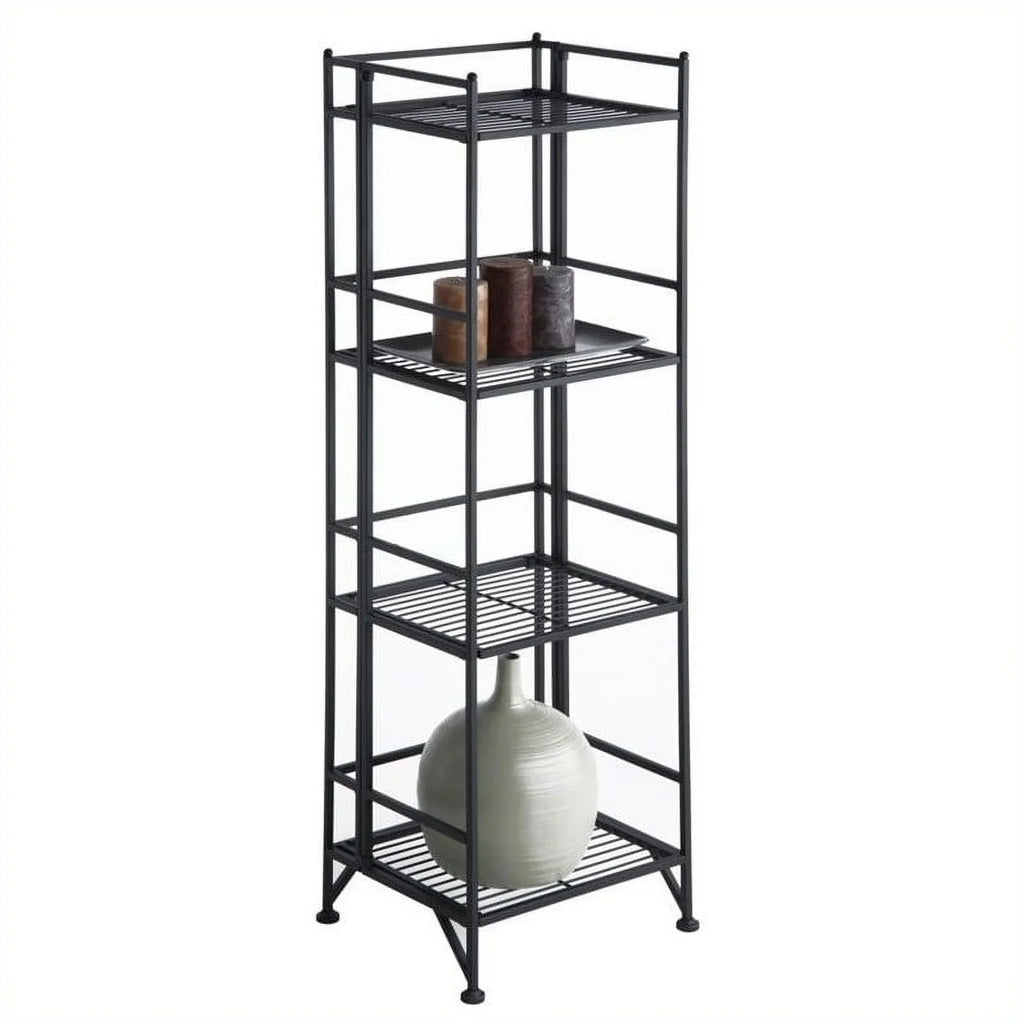 Pemberly Row Transitional Metal 4 Tier Folding Sizehelf Unit in Black