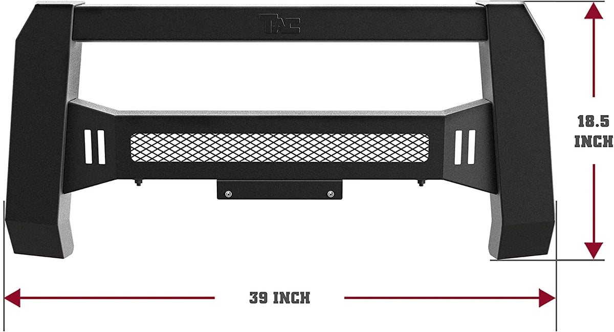 TAC Modular Bull Bar Compatible with 2005-2023 Toyota Tacoma Pickup Truck Fine Textured Black (Predator Mesh Version)