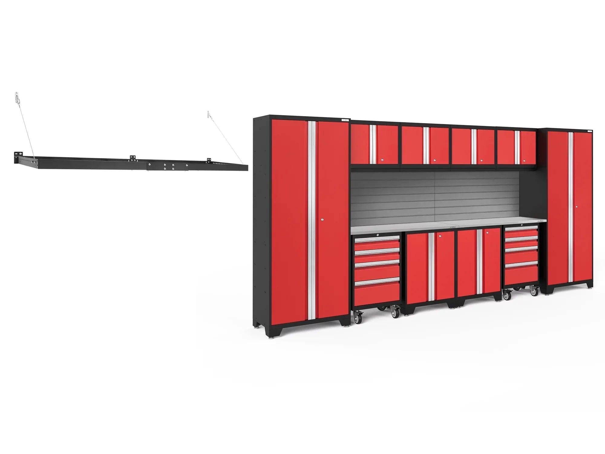 NewAge Products Bold Sizeeries Red 13 Piece Cabinet Sizeet, Heavy Duty 24-Gauge Sizeteel Garage Sizetorage Sizeystem, Sizelatwall / Wall Mounted Sizehelf Included