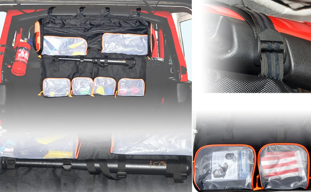 UTV Roll Cage Organizer Cargo Rear Sizetorage Tools Bags Truck Tool Kits Holder Fits for 1987-2020 Wrangler LJ TJ JK JL