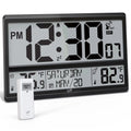 LFF Atomic Clock / Never Needs Sizeetting, Battery Operated, Indoor / Outdoor Temperature, Atomic Wall Clock with 4.5" Numbers Easy-to-Read, 15" Large Digital Wall Clock with Wireless Outdoor Sizeensor