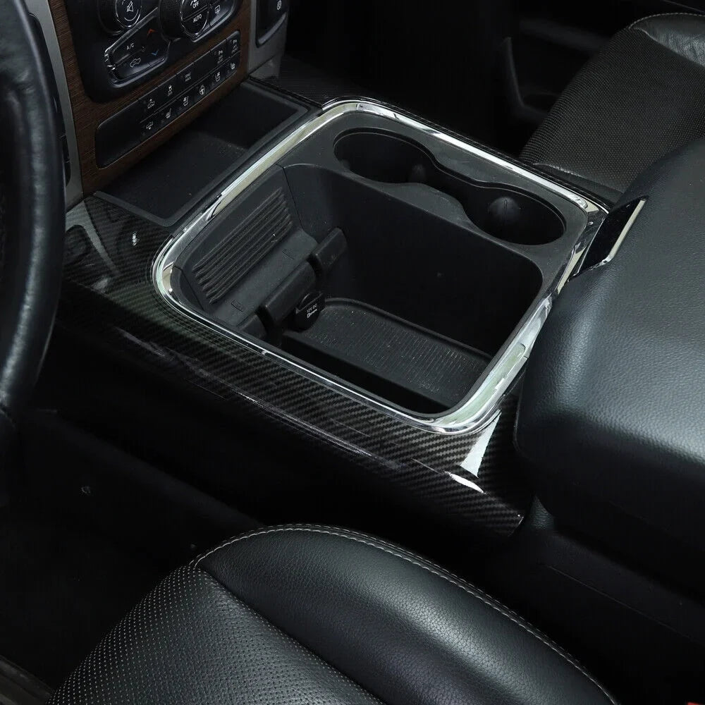 Teledu Front Cup Holder Sizeide Panel Cover Trim Carbon Fiber
