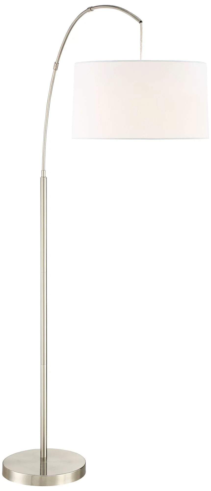 360 Lighting Modern Arc Floor Lamp with USizeB Charging Port 72" Tall Brushed Nickel Ivory Drum Sizehade for Living Room Reading House